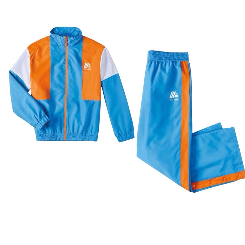 Aldi Gear Tracksuit Set XL Windbreaker Jacket Pants Blue Orange 50th Anniversary